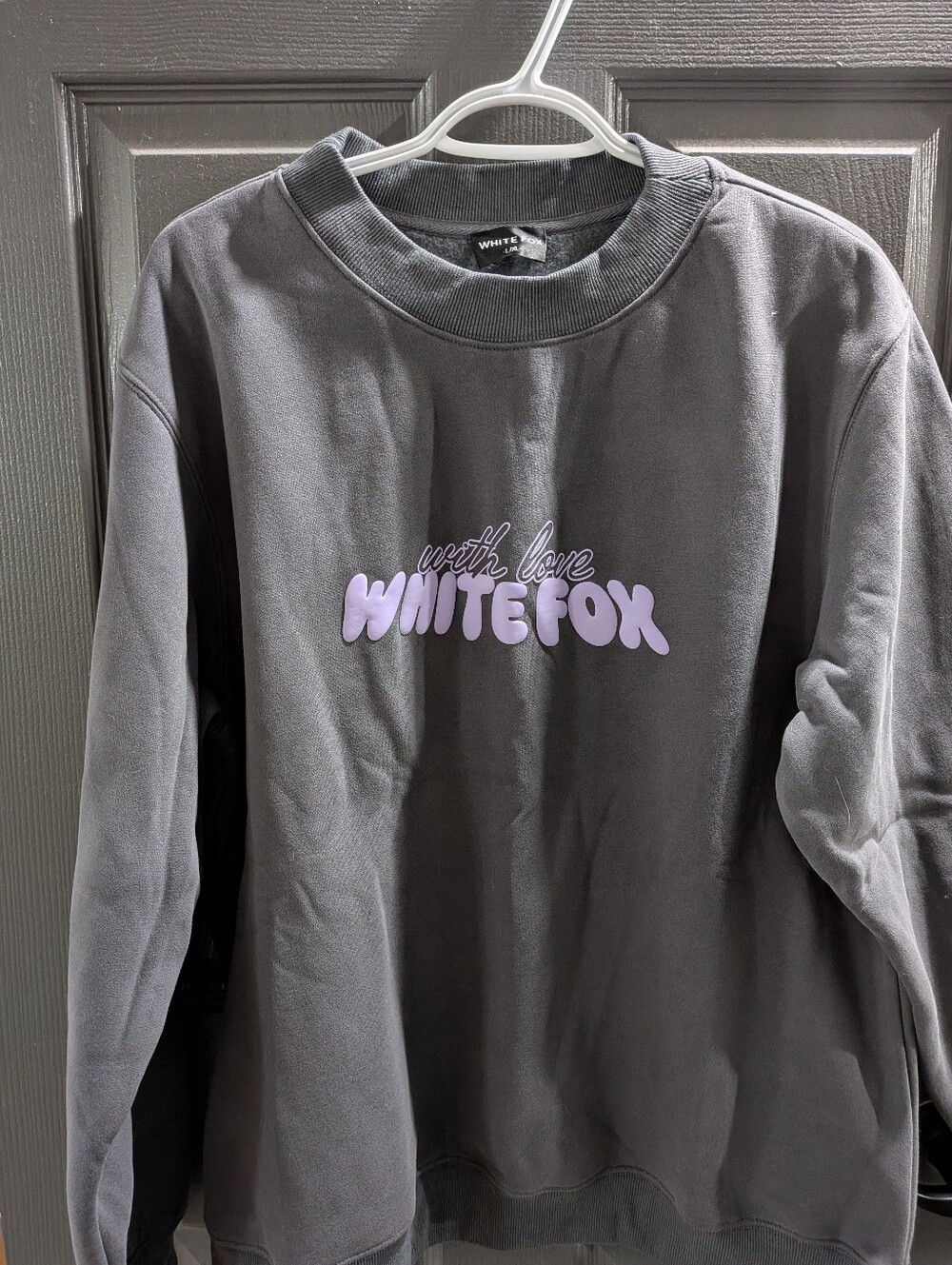Men’s Charcoal Crewneck Sweatshirt with Lilac Logo